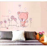 Removable Pink Bear Nursery Girl Baby Children Bedroom Wall Sticker Art Decal 6052697562938  361306702343